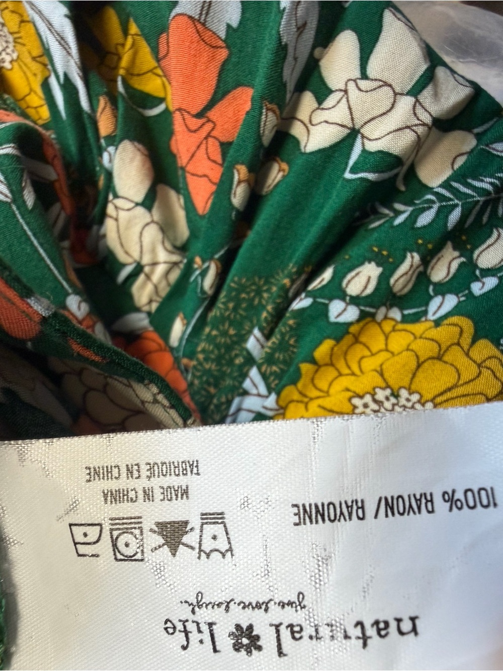 Natural Life Addie Floral Maxi Skirt Green Size M 100% Rayon Boho Minimalist - Picture 9 of 11